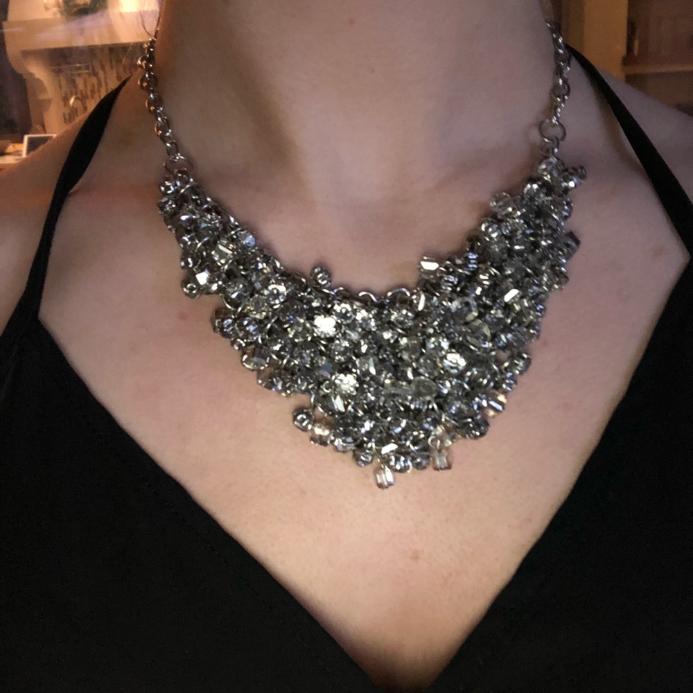 Glittering Necklace Costume Jewelry Silver